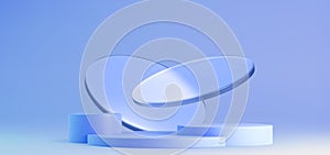 Round podiums with glass morphism design elements