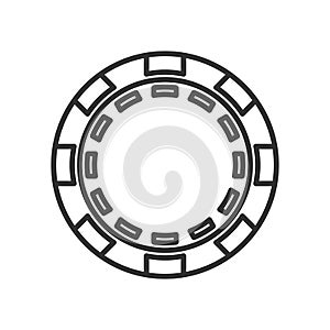 Round Poker Chip Outline Flat Icon on White