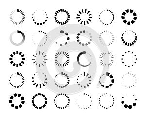 Round progress bar. Circle loader and countdown icon for web and application ui, round infographic element. Vector wait photo