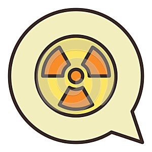 Round Radiation symbol inside Speech Bubble vector colored icon or design element