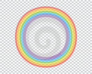 Round rainbow on a transparent background. A beautiful natural phenomenon in the sky.