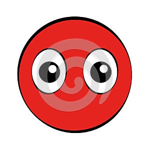 Round Red Comic Face With Big Eyes