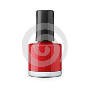 Round red glossy nail polish bottle