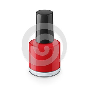 Round red glossy nail polish bottle