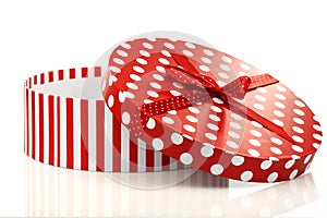 Round red and white gift box