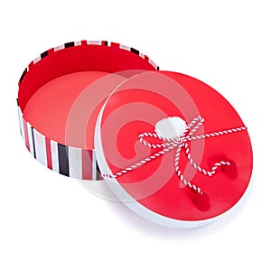 Round red and white gift box