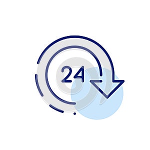 Round renew arrow with 24 hour symbol. Pixel perfect icon