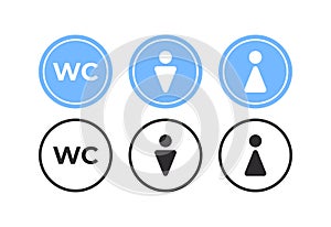 Round restroom icons. Water closet. Bathroom signs. Vector scalable graphics