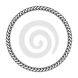 Round rope frame. Circle ropes, rounded border and decorative marine cable frame circles. Rounds cordage knot stamp or nautical