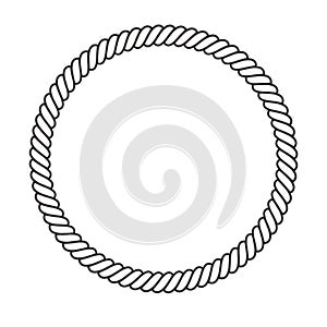 Round rope frame. Circle ropes, rounded border and decorative marine cable frame circles. Rounds cordage knot stamp or nautical