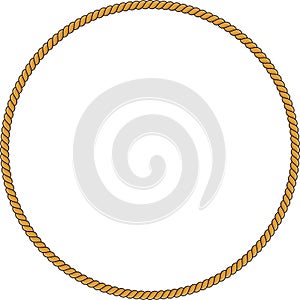 Round rope frame isolated on white background. Twisted cord