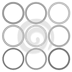 Round rope frames collection on white background