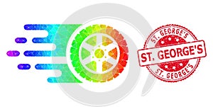 Round Rubber St. George'S Seal with Vector Polygonal Tire Wheel Icon with Rainbow Gradient photo