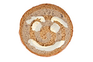 Round of Rye Bread with pictured smile
