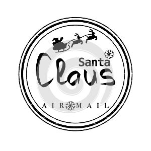 Round seal for Santa Claus envelope delivery on white background