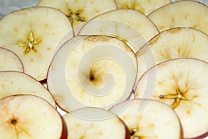 Round segments of an apple