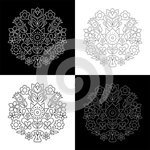 Round Shape Floral Line Art Design