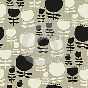 Round shape simple naive flowers pattern