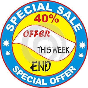 Round Shape web button special sale special offer with inside illustration