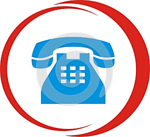 Round Shape web button with text telephone inside illustration