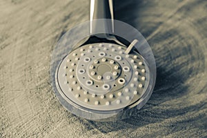 Round shiny chrome shower head