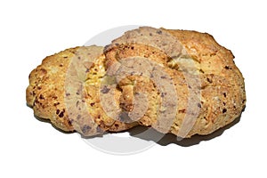 Round shortbread cookies with nuts.