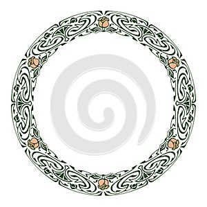 Round silhouette frame in art nouveau style