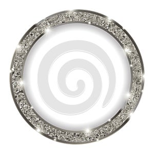 Round silver frame with lights on light background