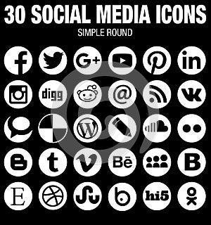Round social media icons collection white