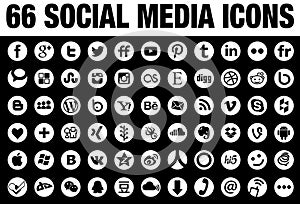 66 Round Social Media Icons white