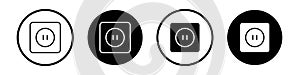 Round socket thin line vector icon set