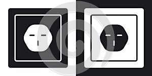 Round socket thin line vector icon set