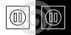 Round socket thin line vector icon set