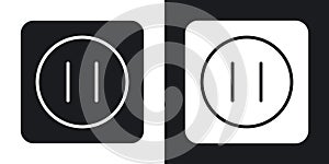 Round socket thin line vector icon set