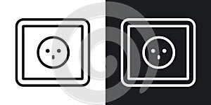 Round socket thin line vector icon set