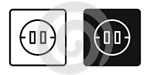 Round socket thin line vector icon set