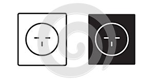 Round socket thin line vector icon set
