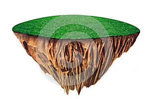 Round soil ground cross section with earth land and green grass