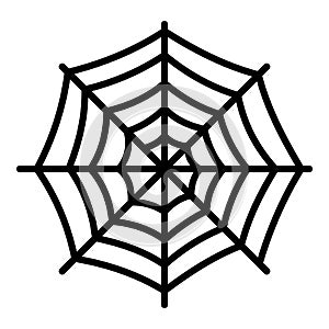 Round spider web icon, outline style