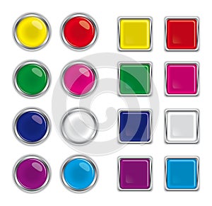 Round and square glass buttons for web