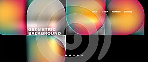 Round squares, circles with fluid gradients. Vector Illustration For Wallpaper, Banner, Background, Card, Book