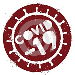 Round Stamp with Coronavirus Representation for COVID-19 Outbreak, Vector Illustration