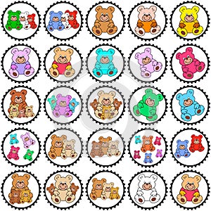 Round stamps with teddies
