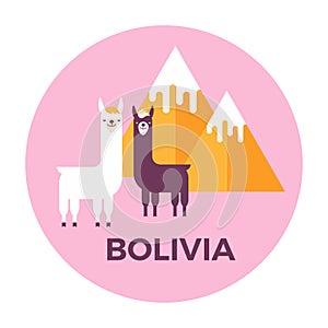 Round sticker label of Bolivia photo