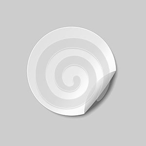 Round sticker. Round peel off paper sticker with shadow. isolated on white background. Vector illustration