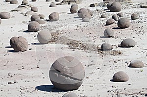 Round stone with a crack photo