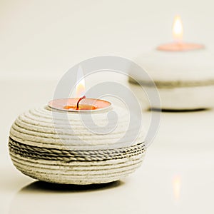 Round stone tea light holders spa concept square