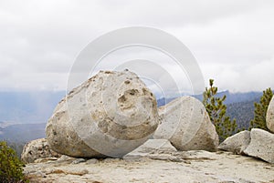Round stone on the top of the mountain