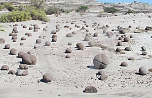 Round stones on the ground