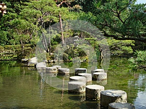 round stones in a park in tokyo